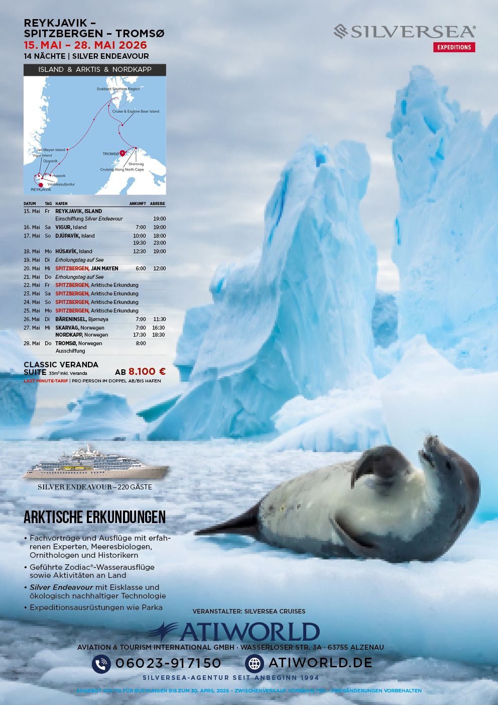 Silversea Kreuzfahrt Reykjavik - Arktis