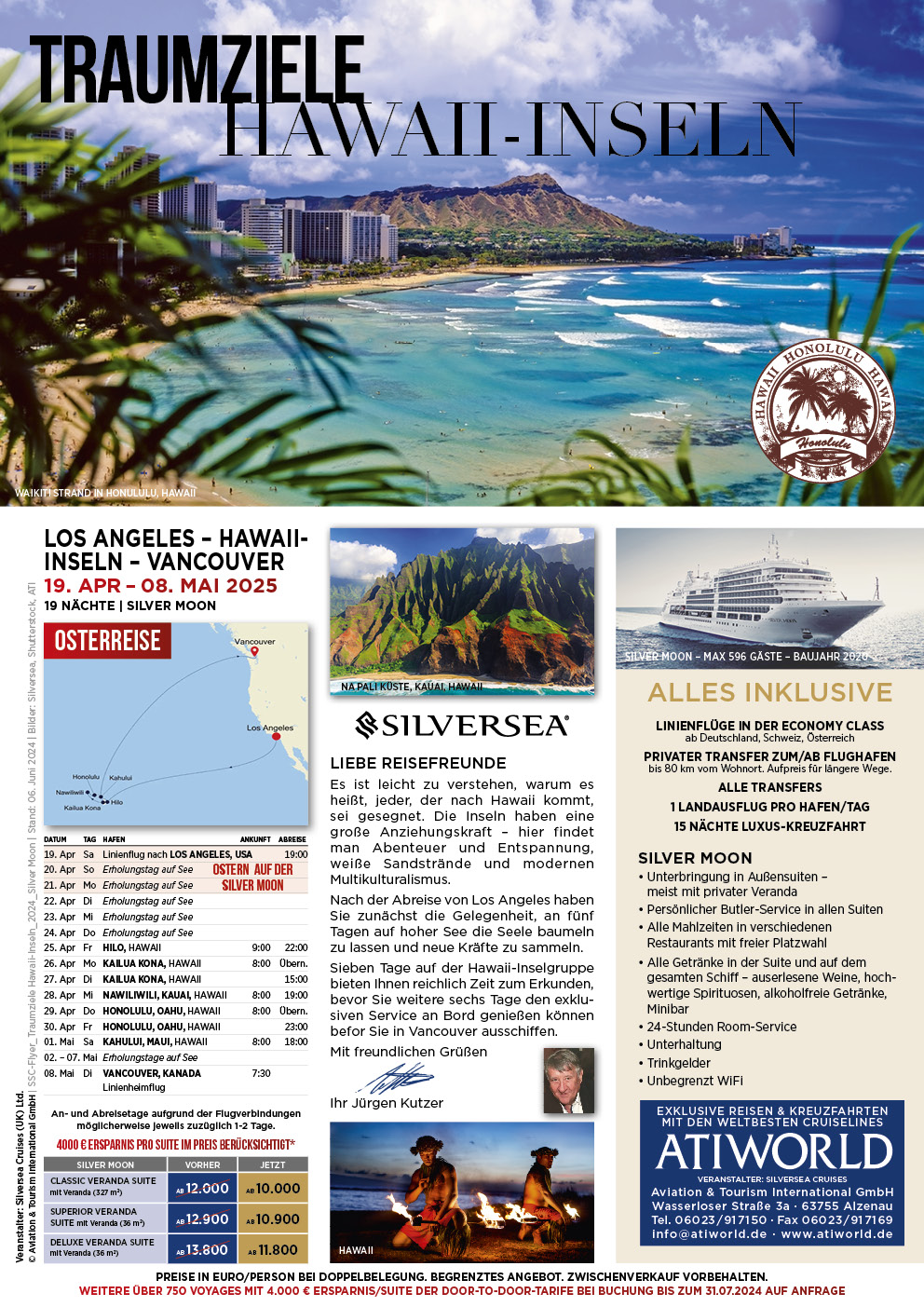 Kreuzfahrt mit Silver Moon von Los Angeles zu den Hawaii Inseln