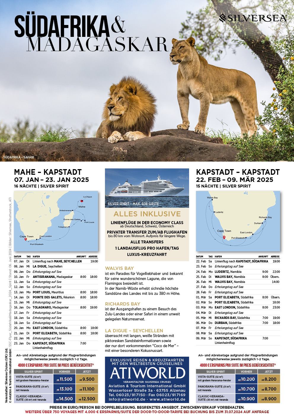 Silversea Kreuzfahrt Südafrika und Madagaskar mit Silver Spirit