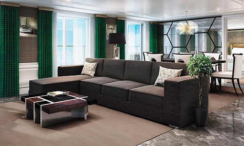 Wohnzimmer und Essbereich Grand Suite