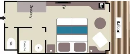 Suitenplan Deluxe Kabine auf dem Expeditionsschiff Le Lyrial