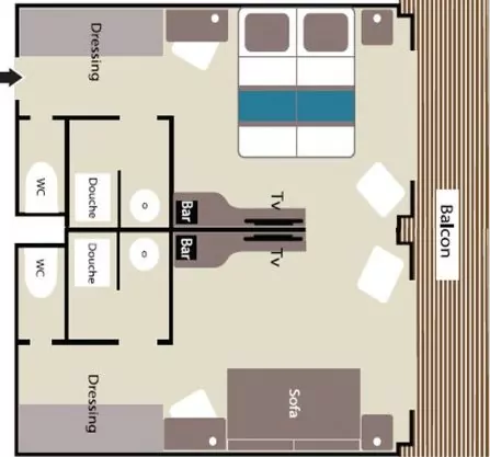 Suitenplan Prestige Suite auf dem Expeditionsschiff Le Lyrial