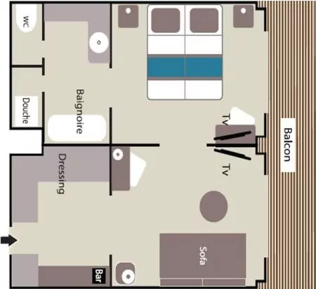 Suitenplan Privilege Suite auf dem Expeditionsschiff Le Lyrial