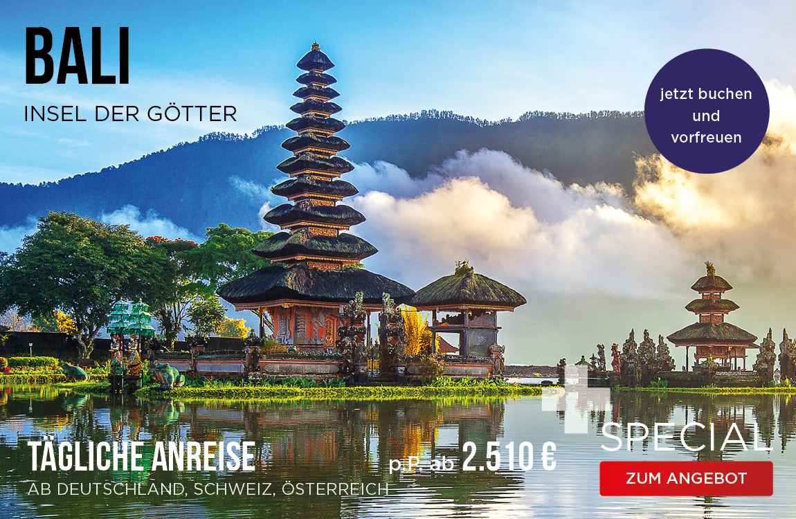 Wassertempel Pura Ulun Danu Bratan am Bratansee auf Bali, individuelle Fernreisen mit Royal Orchid Reiseservice