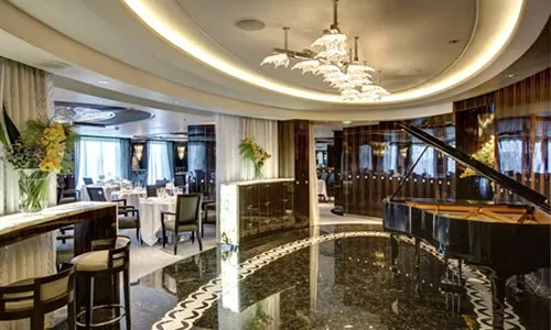 Sicht in Restaurant auf The Wprld