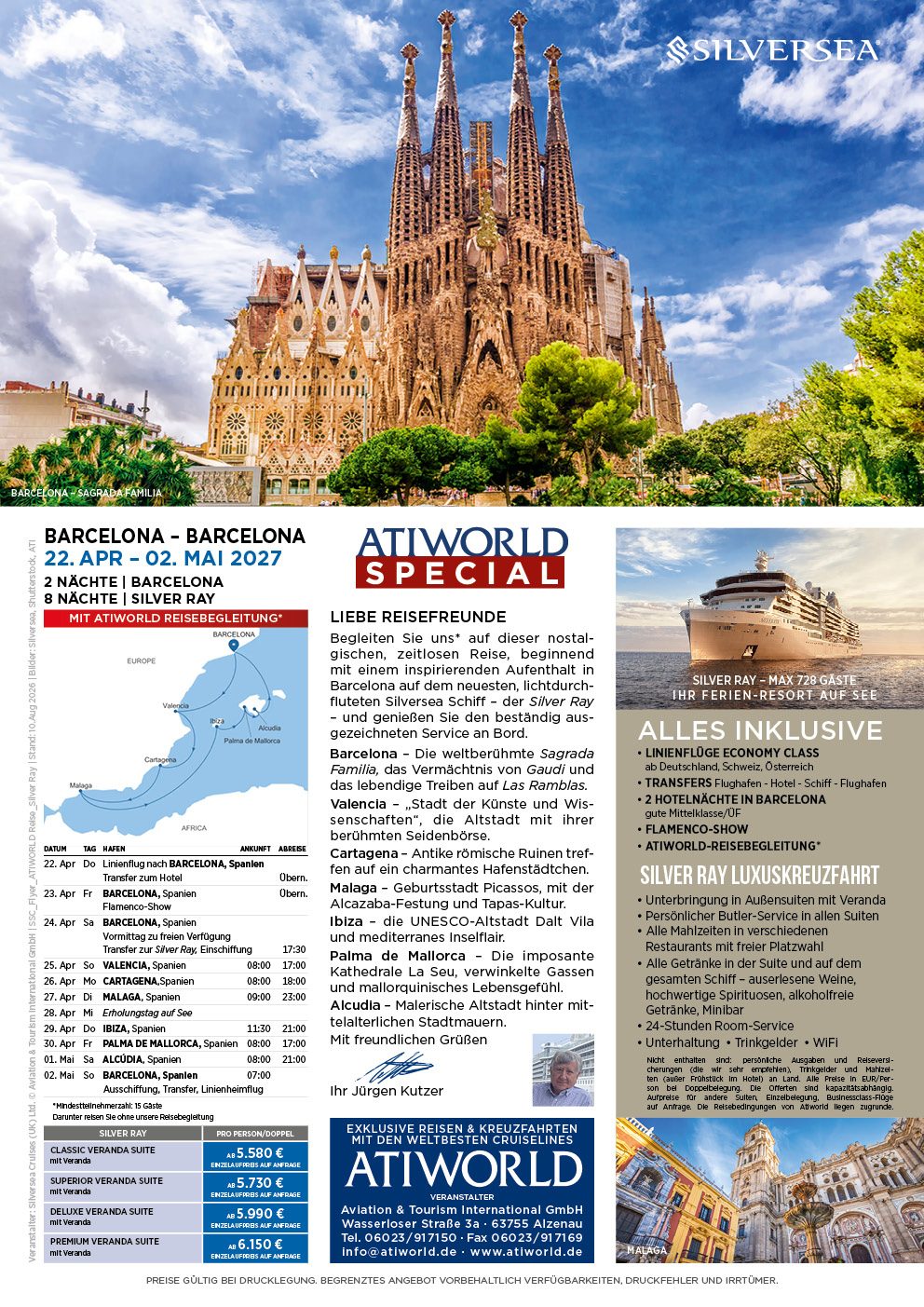 erleben Sie ausgesuchte Alles Inklusive Kreuzfahrten mit der Silver Ray und der Silver Spirit in besten Händen mit der ATIWORLD Reisebegleitung