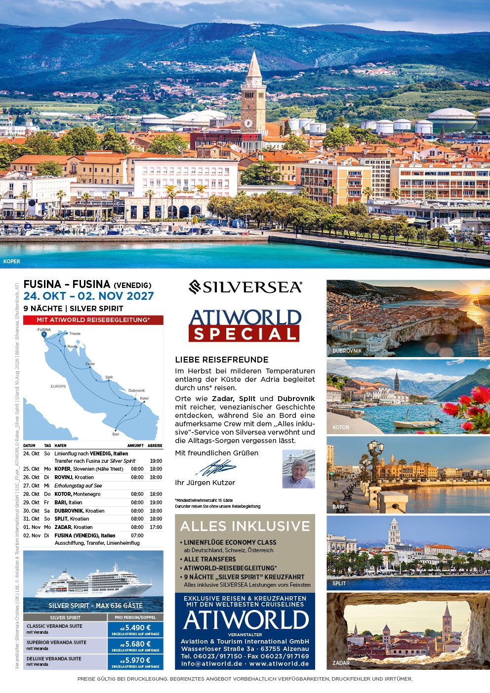 erleben Sie ausgesuchte Alles Inklusive Kreuzfahrten mit der Silver Ray und der Silver Spirit in besten Händen mit der ATIWORLD Reisebegleitung