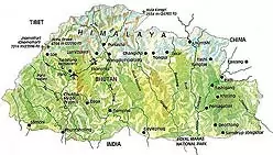 Landkarte Bhutan