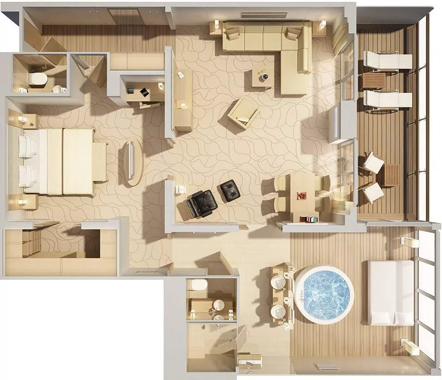 Suitenplan Owner Suite auf der MS Europa