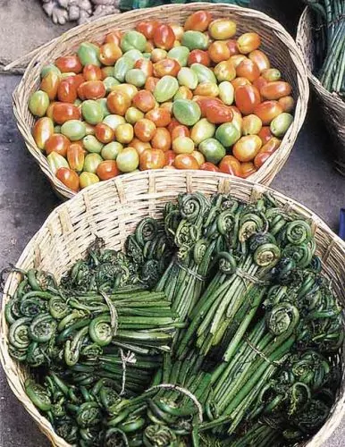 Food in Bhutan auf dem Markt