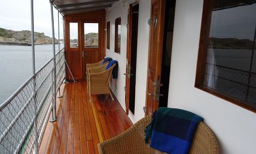 Göta Kanal Bridgedeck vor den Kabinen