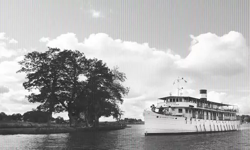 Göta Kanal nostalgische Kreuzfahrt M/S Wilhelm Tham historisches Bild s/w