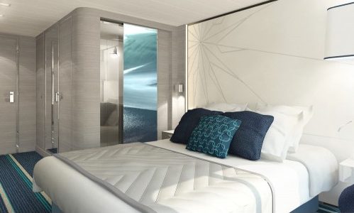 Deluxe Suite mit Kong-size-Bett auf dem Luxuskreuzfahrtschiff Le Lyrial der Reederei Ponant