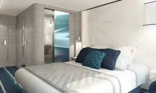 Deluxe Suite mit Kong-size-Bett auf dem Luxuskreuzfahrtschiff Le Lyrial der Reederei Ponant
