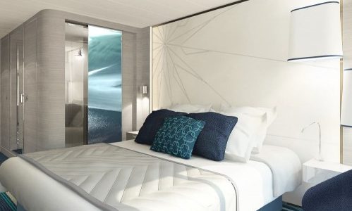 Schlaf-und Wohnbereich Prestige Kabine auf dem Luxusschiff Le Lyrial von Ponant