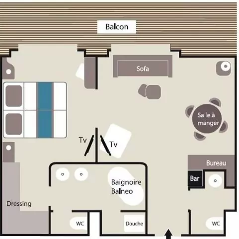 Suitenplan Grand Deluxe Suite auf dem Luxuskreuzfahrtschiff Le Lyrial der Reederei Ponant