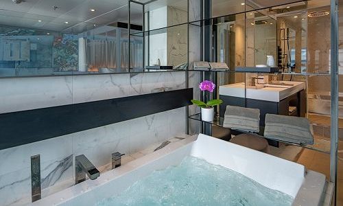 Loungebad und Badezimmer in der Spa Suite