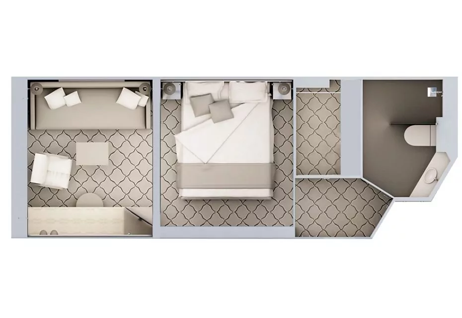 Suitenplan Vista Suite auf dem Luxuskreuzfahrtschif Silver Wind der Reederei Silversea