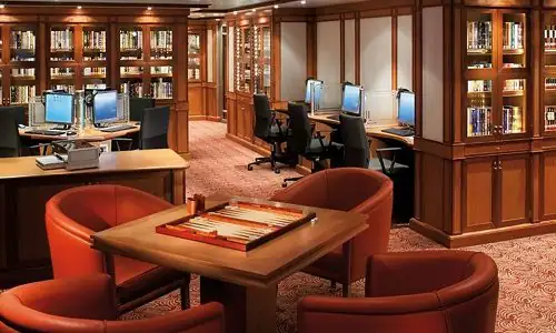 Bibliothek auf dem Silversea Luxuskreuzfahrtschiff Silver Shadow