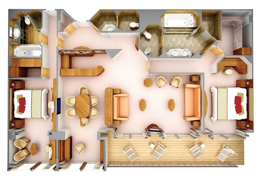 SUITENPLAN OWNER´S SUITE auf dem Silversea Luxuskreuzfahrtschiff Silver Spirit