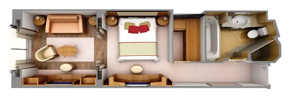 Suitenplan Panorama Suite auf dem Silversea Luxuskreuzfahrtschiff Silver Spirit
