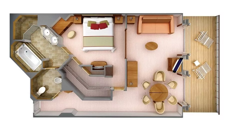 Suitenplan Silver Suite auf dem Silversea Luxuskreuzfahrtschiff Silver Spirit