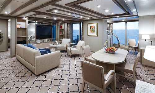 Wohn- und Essbereich der Owner Suite auf dem Silversea Luxuskreuzfahrtschiff Silver Spirit