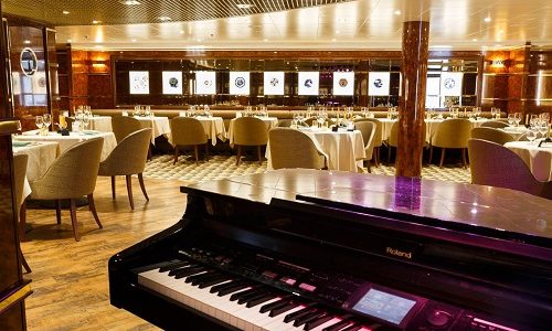 Restaurant Silver Note mit Piano auf dem Silversea Luxuskreuzfahrtschiff Silver Spirit