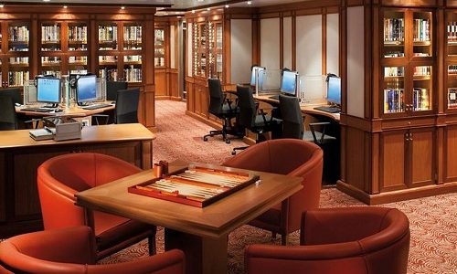 Bibliothek auf dem Silversea Luxuskreuzfahrtschiff Silver Whisper