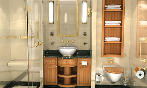 Badezimmer Aussenkabine auf dem Segelschiff Sea Cloud Spirit