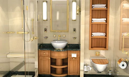 Badezimmer Aussenkabine auf dem Segelschiff Sea Cloud Spirit