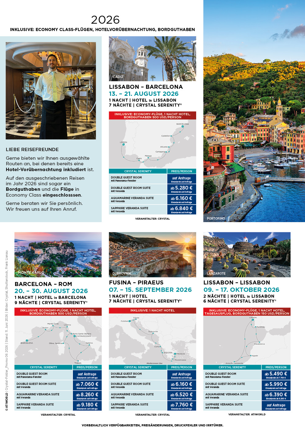 Crystal 8 handverlesene Voyages 2026 - 2027