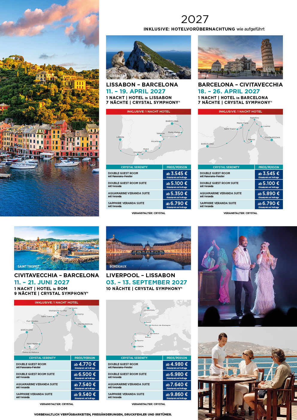 Crystal 8 handverlesene Voyages 2026 - 2027
