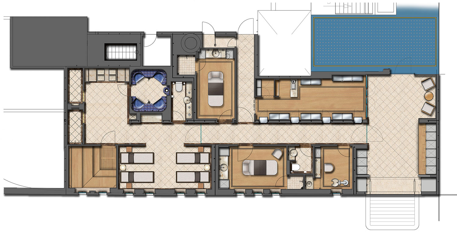 Plan Wellsnessbereich auf dem Segelschiff Sea Cloud Spirit