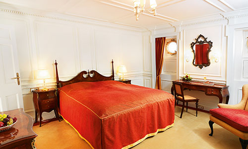 Wohn-Schlafbereich Kabine Nr. 4 Kategorie B auf dem Segelschiff Sea Cloud