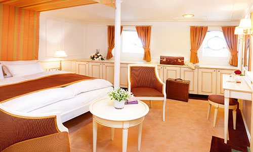 Wohn- und Schlafbereich Kabine Nr. 10 Kategorie C auf dem Segelschiff Sea Cloud