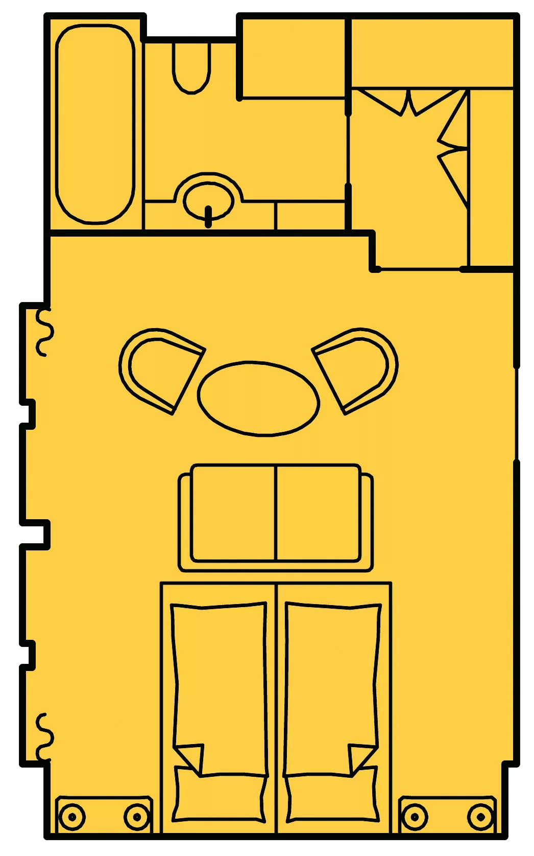 Suitenplan Owner Suite auf dem Segelschiff Sea Cloud II