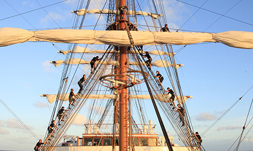 Maste auf dem Segelschiff Sea Cloud II